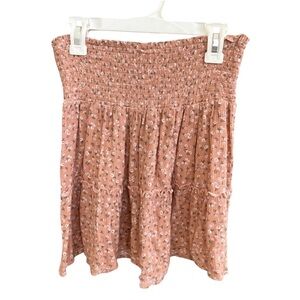Floral Smocked Women's Skirt - Pink